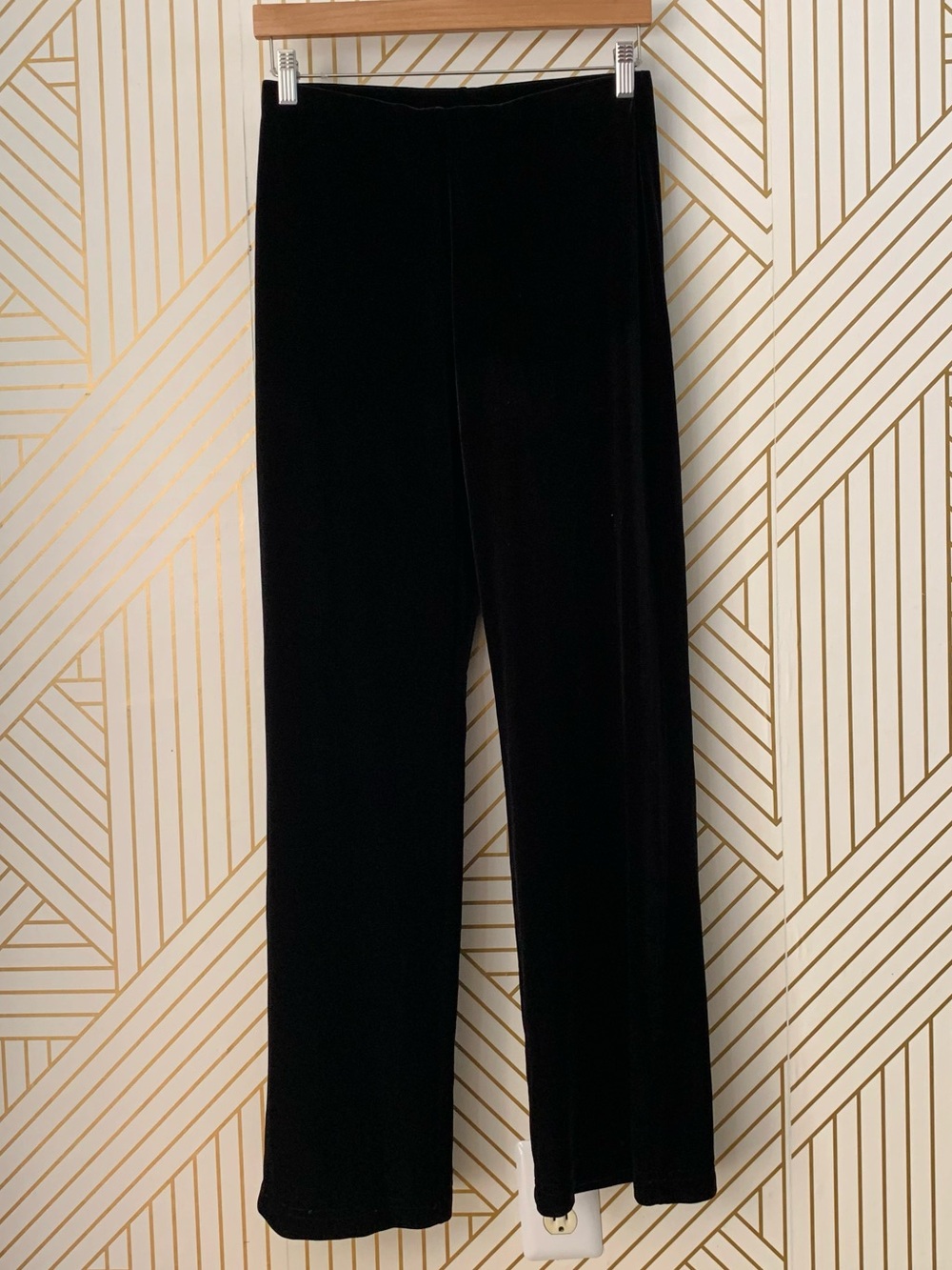 NWT CAbi 431 Black Velvet Wide Leg Trouser Pant high rise classic trousers S